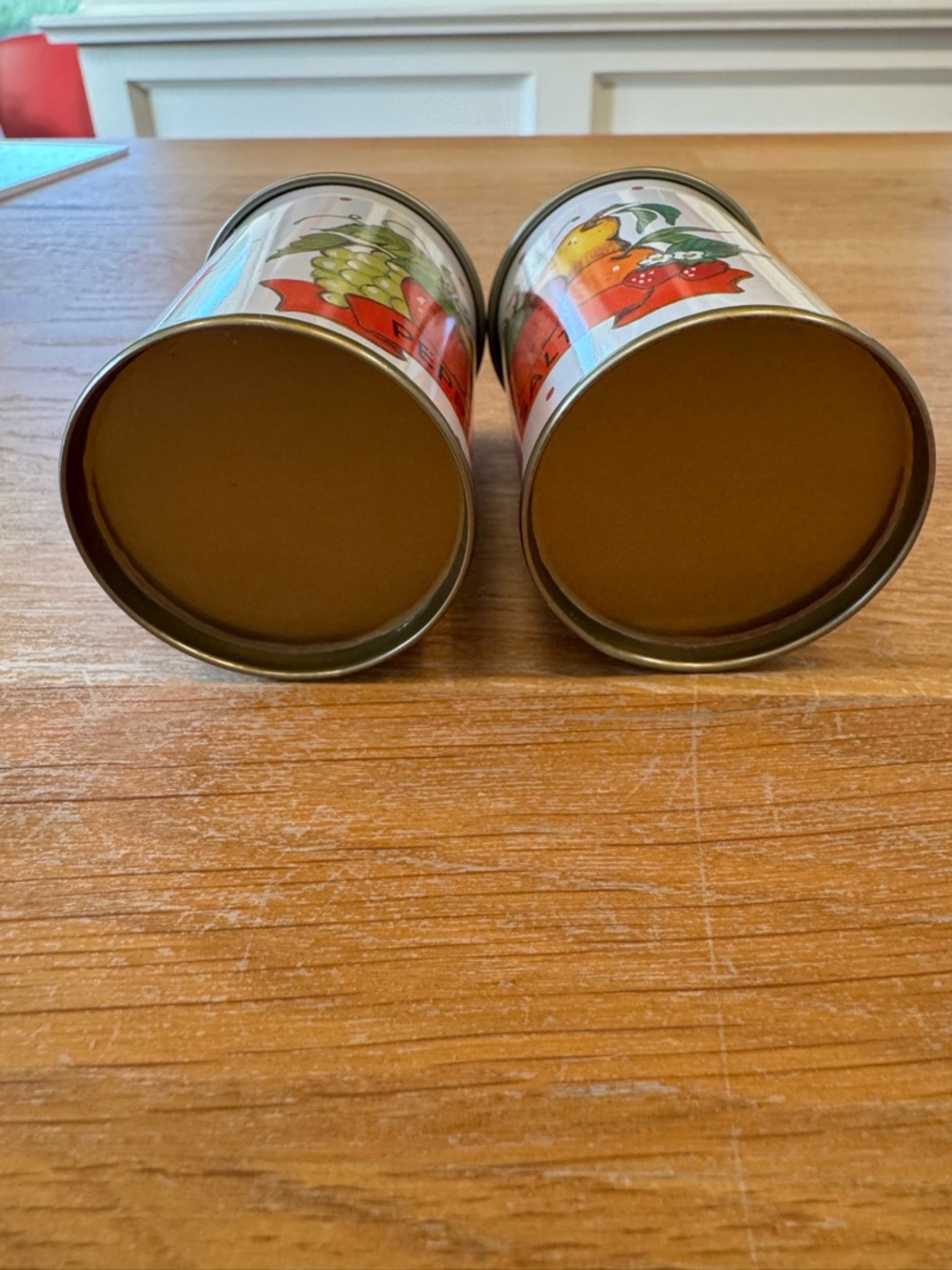 Vintage Metal Tin Fruit Salt & Pepper Shaker Set | Cottagecore Kitchen | HTF - Picture 5 of 6